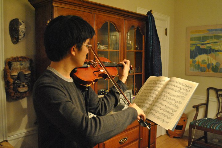 Playing violin